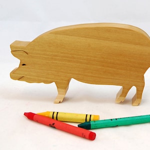 Wooden Pig Toy.  Toy Wood Hog  |  Handmade, Hand cut with scroll saw  |  Wood Swine Figurine  •  Wood Toy Pig  •  Farm Animal Waldorf Toy.