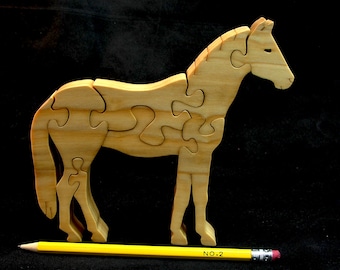Wooden Horse Puzzle that Stands Up • Pony Shelf Sitter Art • Animal Desk Toy • Wooden Horse Jigsaw • Hand cut • Personalization Custom Name