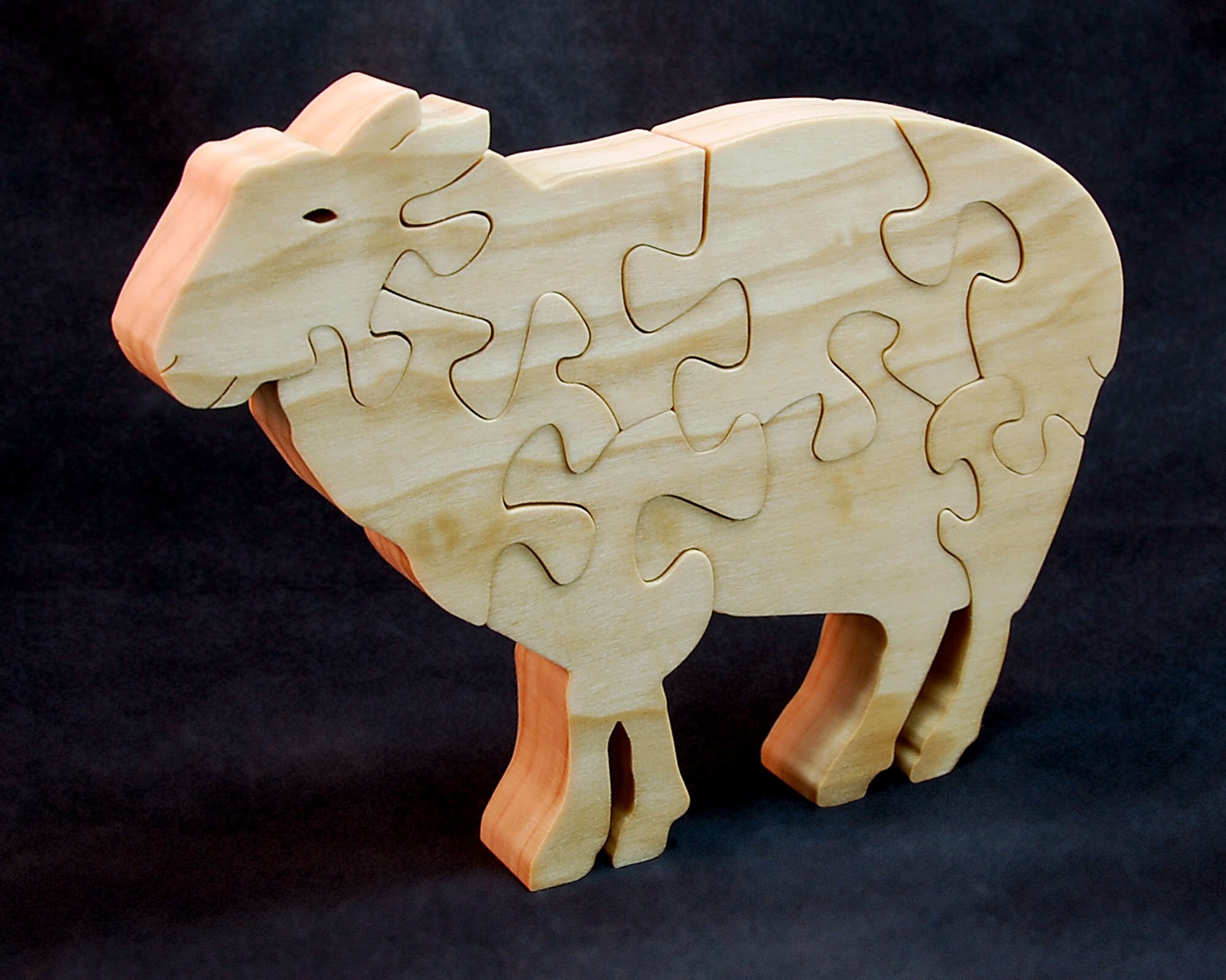 Wooden Sheep Puzzle Stand up Jigsaw Ewe Shelf Sitter Art Animal Desk