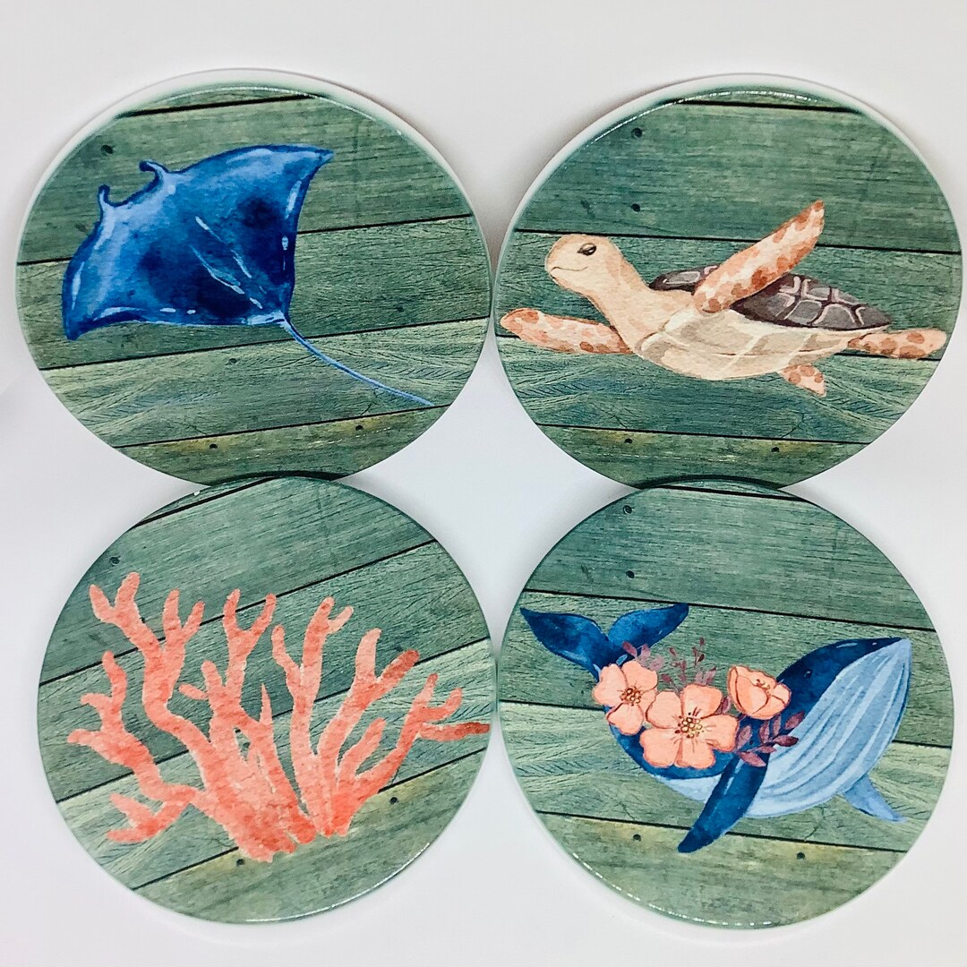 Coastal Sublimation Ceramic Coasters Etsy