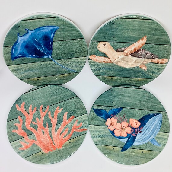 Coastal Sublimation Ceramic Coasters