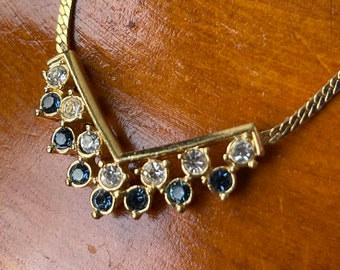 Swarovski Necklace | SAL Gold Toned | Rhinestone Saphire | birthday gift