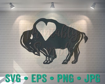 Bison Buffalo Heart Love SVG Clipart Wytnij Plik
