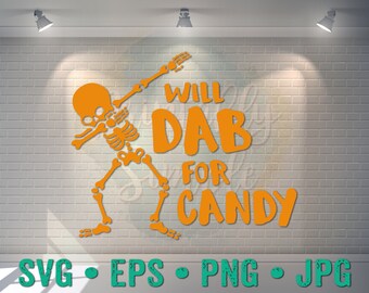 Szkielet będzie dawał cukierki Halloween SVG Clipart Cut File