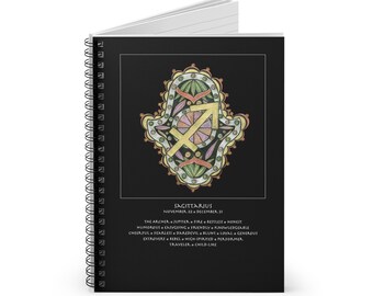 Sagittarius Zodiac Hamsa Notebook - Personal Blueprint Journal for Astrology Lovers, Sacred Symbol Talisman Stationery, Spiral Ruled Journal