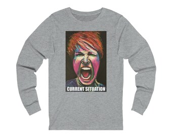 Enough! Graphic Art Long Sleeve Tee | Reclaiming Self-Worth Empowerment Apparel | Fine Art Drawing Streetwear by Marie Corfield