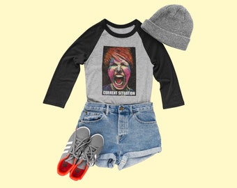 Enough! Unisex Graphic Art 34 Raglan Tee | Reclaiming Self-Worth Empowerment Apparel | Fine Art Drawing Streetwear by Marie Corfield
