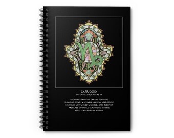 Capricorn Zodiac Hamsa Notebook - Personal Blueprint Journal for Astrology Lovers, Sacred Symbol Talisman Stationery, Spiral Ruled Journal