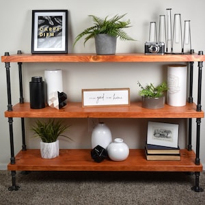 Industrial Rustic Bookcase, Modern Farmhouse Bookshelf Unit, Open Shelving Industrial Vintage Style