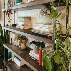 Industrial Style Bookcase, Industrial Pipe Rustic Shelving Unit, Living Room Office Bookshelf