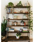 Industrial Vintage Style Bookcase with Wood Shelves and Iron Pipe Frame, Modern Farmhouse Bookshelves Storage, Open Shelving