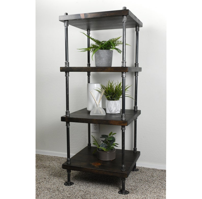 Industrial Bookshelf with Solid Wood Shelves, Extra Depth for Extra Storage Space, Iron Pipe Frame, Modern Farmhouse Bookcase, Open Shelving image 8