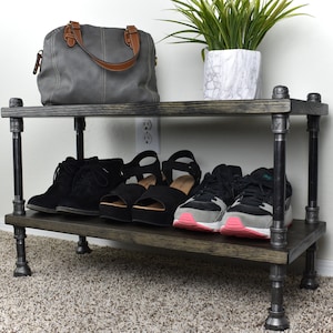 Industrial Style Shoe Rack, Entryway Shoe Storage, Rustic Shoe Bench ...
