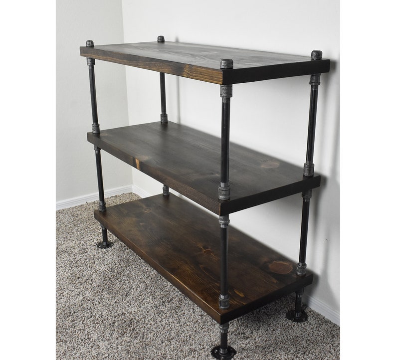 Industrial Bookshelf with Solid Wood Shelves, Extra Depth for Extra Storage Space, Iron Pipe Frame, Modern Farmhouse Bookcase, Open Shelving image 7