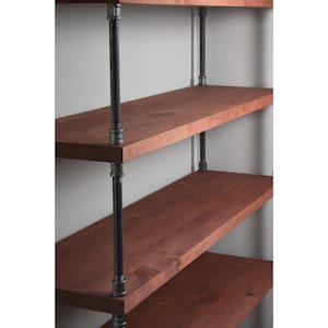 Industrial Bookshelf with Solid Wood Shelves, Extra Depth for Extra Storage Space, Iron Pipe Frame, Modern Farmhouse Bookcase, Open Shelving image 2