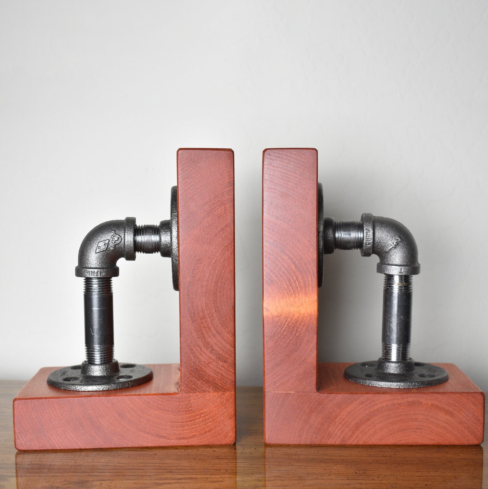 Industrial Rustic Bookends Set of 2 Heavy Wood Bookends With - Etsy