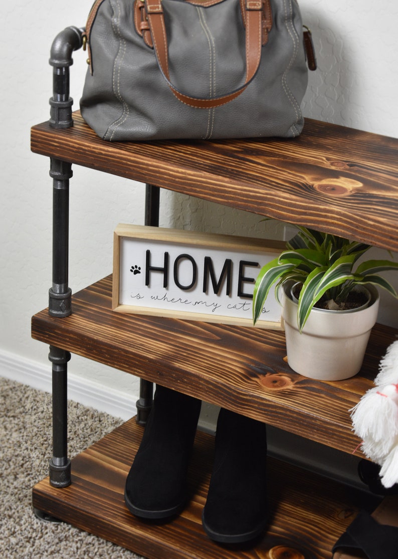 entryway coat and shoe rack on Industrial Style Entryway Bench With Coat Hooks And Shoe Rack Etsy