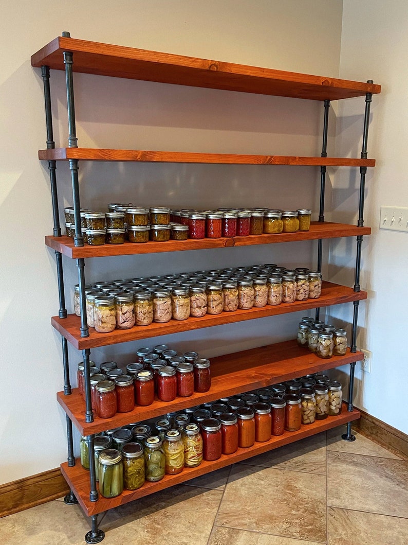 Industrial Bookshelf with Solid Wood Shelves, Extra Depth for Extra Storage Space, Iron Pipe Frame, Modern Farmhouse Bookcase, Open Shelving image 5