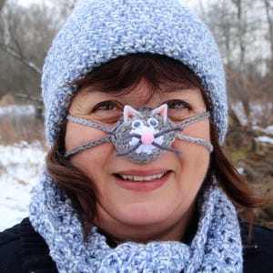Cute Kitty Cat Cozy Hand Made Nose Warmer - Keep your nose cozy - Made by Denise