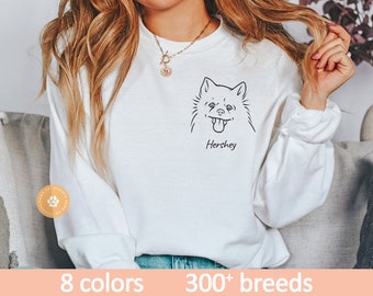 Benutzerdefinierte Spitz Crewneck Pullover personalisierte Hunde-Sweatshirt Pommerschen Geschenk Hundegeschenk für Hund Mama Pom Pom Geschenk Hunde-Shirt Gesicht Haustier Porträt