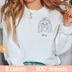 Custom Shih Tzu crewneck sweater personalized dog sweatshirt Long Haired ShihTzu gift dog gift for dog mom gifts dog shirt face pet portrait