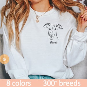 Benutzerdefinierte Spanischer Windhund Crewneck Pullover personalisierte Hunde-Sweatshirt Spanisches Windspiel Geschenk Hundegeschenk für Hundemama Geschenke Hunde-Shirt Gesicht Haustier