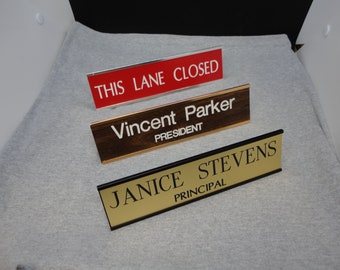 Desk Name Plate 2x8 w/ Holder FREE Engraving and Shipping