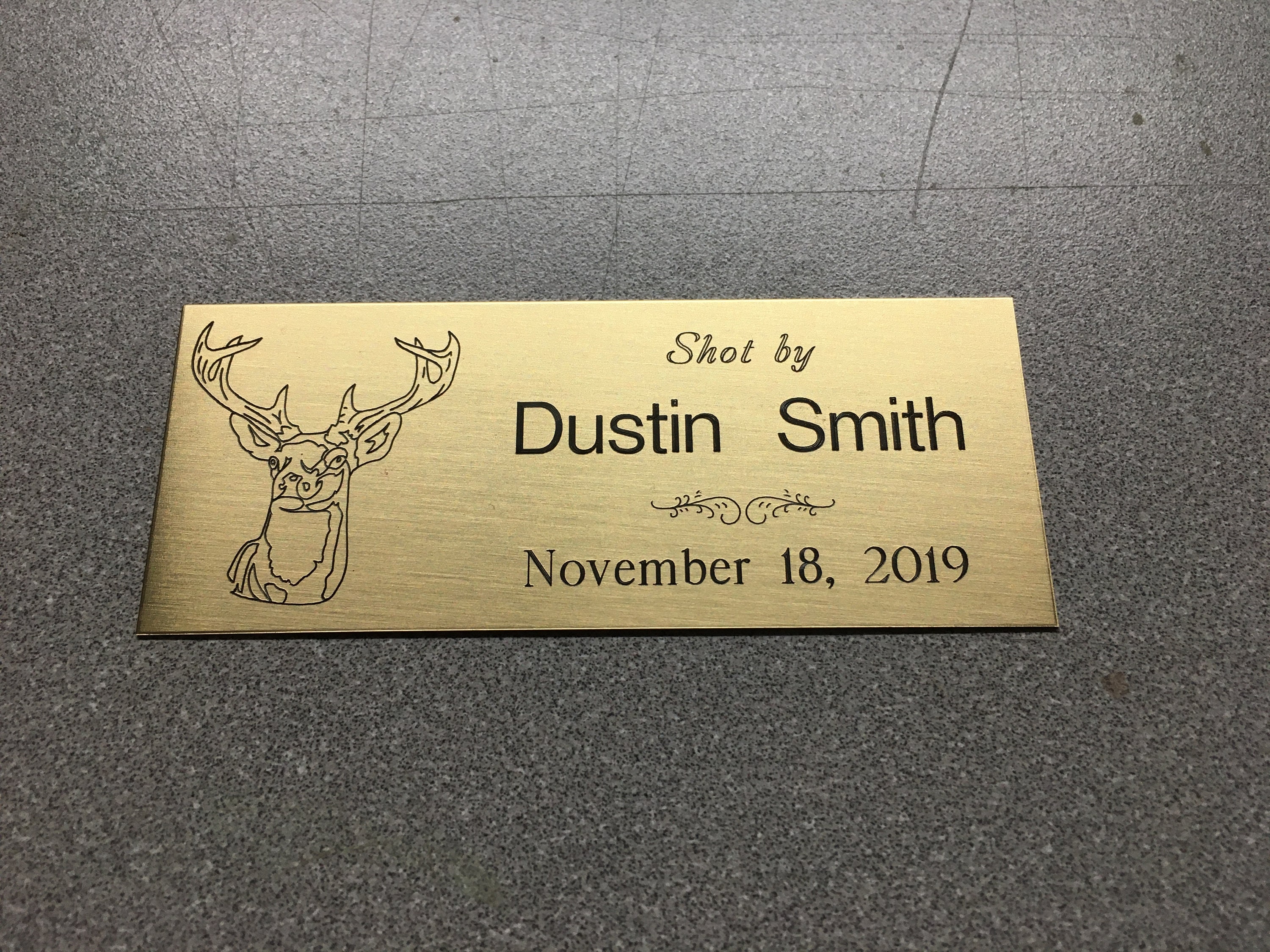1.5 X 3.75 Custom Engraved Brass Plate, Deer Mount, Taxidermy, Hunting