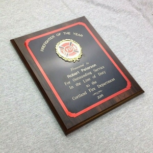 8x10 Custom Engraved Firefighter Plaque, Award, Trophy, FREE Engraving