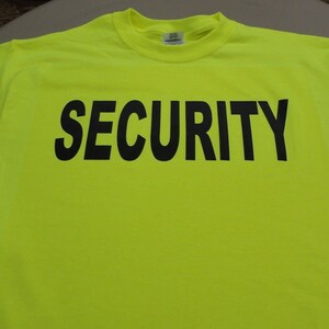 SECURITY T-shirt. S-XL Safety Yellow Event Staff - Etsy
