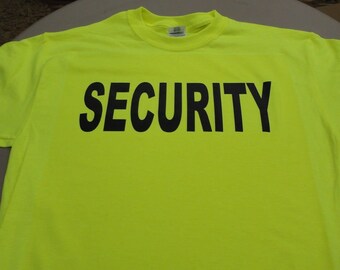 SECURITY T-Shirt. S-XL Safety Yellow Event Staff