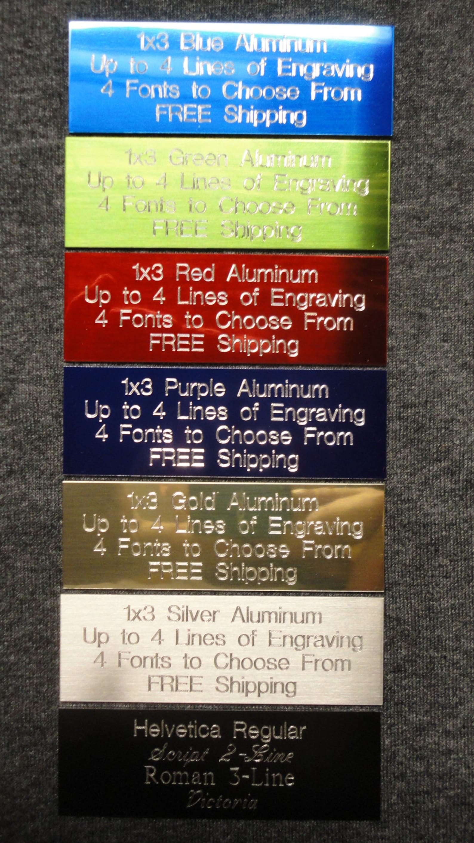 1x3 Custom Engraved Aluminum Plate 7 Colors Trophy Plaque Flag Etsy
