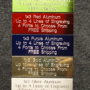 1x3 Custom Engraved Aluminum Plate 7 Colors Trophy Plaque Flag Pet Engraving