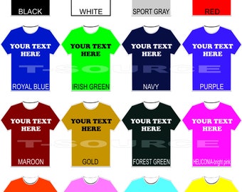 Custom Printed T-Shirts MIX & MATCH Shirt Color/FONTS Small-4X