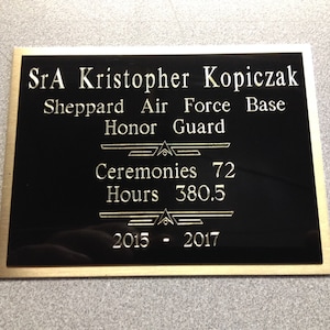 4x3 Custom Engraved Black Brass Over Gold Plate Plaque Award Trophy Memorial
