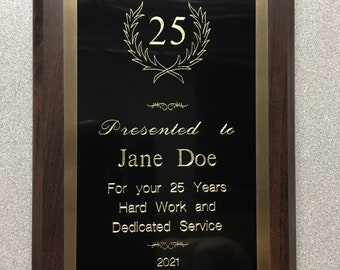 8x10 Simulated Cherry Service Award, Plaque, Trophy, Engraved, FREE Shipping/Engraving