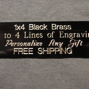 1x4 Custom Engraved Square Corner Black Brass Plate Picture Plaque Name Tag Trophy Flag Pet