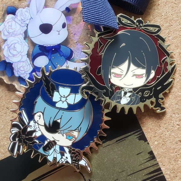 Black Butler Hard Enamel Pins - Kuroshitsuji Ciel Sebastian Grell Undertaker Elizabeth Agni Soma Lau Ran-mao