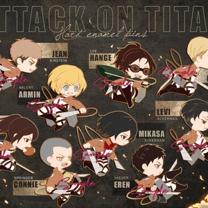 Attack on Titan Hard Enamel Pin - Erin Mikasa Armin Levi Erwin Hange Sasha Jean Connie AoT