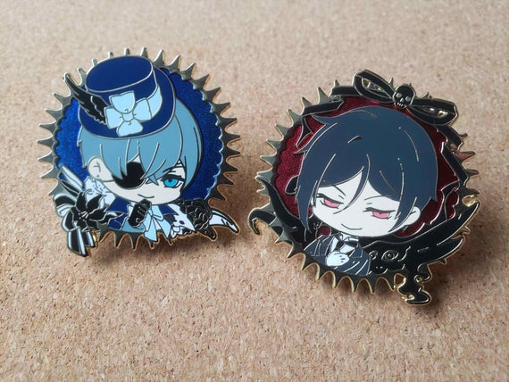 Kuroshitsuji Ciel Phantomhive Sebastian Grell Sutcliff Undertaker Butler  Anime Metal Badge Brooch Pins