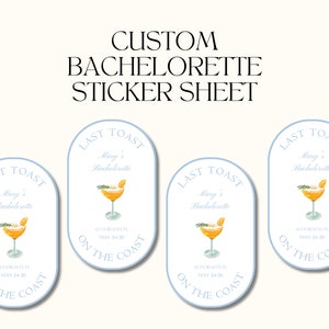 Custom Bachelorette Sticker Sheet Coastal Bachelorette Party Stickers For Bridal Party Personalized Beach Stickers Bachelorette Welcome Bags