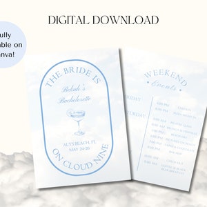 Cloud 9 Bachelorette Invitation, Editable Bridal Shower Template (Digital Download)