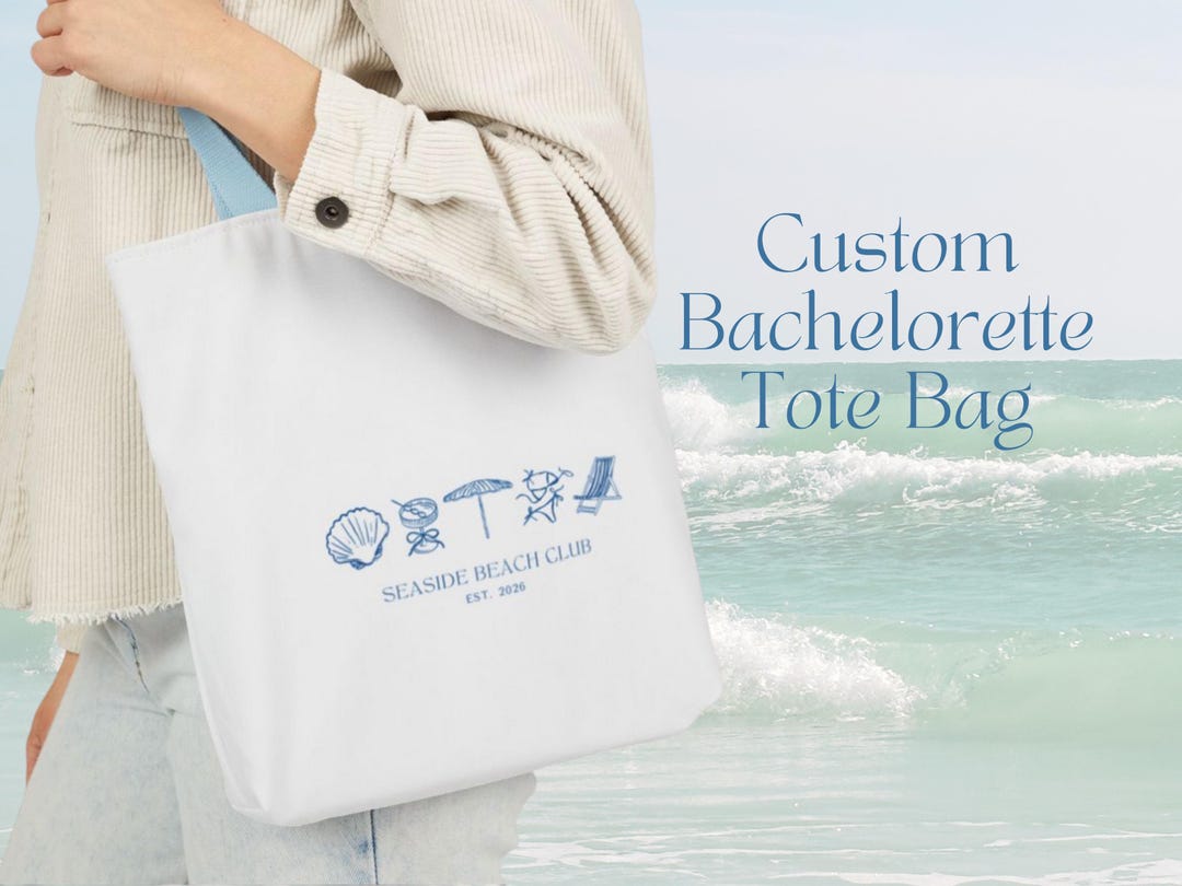 Custom Beach Bachelorette Canvas Tote Bag, Bridal Party Gifts, Coastal ...