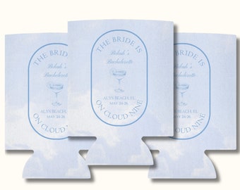 Cloud Nine Bachelorette Can Cooler, Custom Bridal Shower Favor