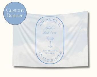Cloud 9 Bachelorette Tapestry, Custom Bridal Shower Banner