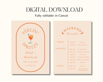 Modelo de convite para despedida de solteira com tema Aperol Spritz (Download digital)
