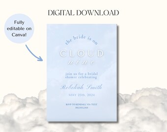 Cloud Nine Bridal Shower Invitation Template, Editable (Digital Download)