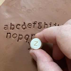 SMALL lower case  abc alphabet stamps for clay or cookies or polymer clay or metal clay, ink, marzipan, fondant, or other imprinting crafts.