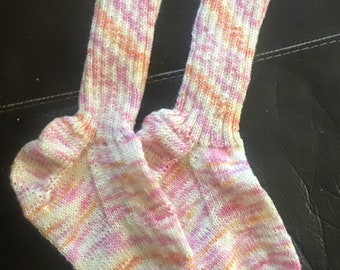 Pink hand knit superwash wool socks Graduation Birthday Christmas Holiday gift!