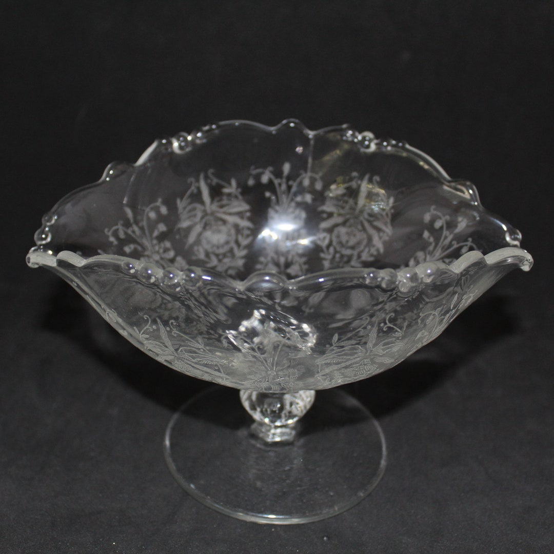 Rare Heisey Orchid Footed Nut Bowl Empress Etsy